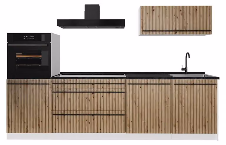 Cucina componibile Vicco R-Line Rovere artigianale/Bianco 280 cm piano di lavoro Antracite, Model 67265