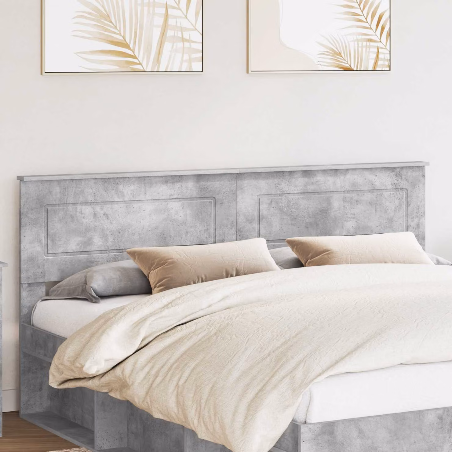 Testiera per letto moderna vidaXL in legno ingegnerizzato, colore grigio cemento