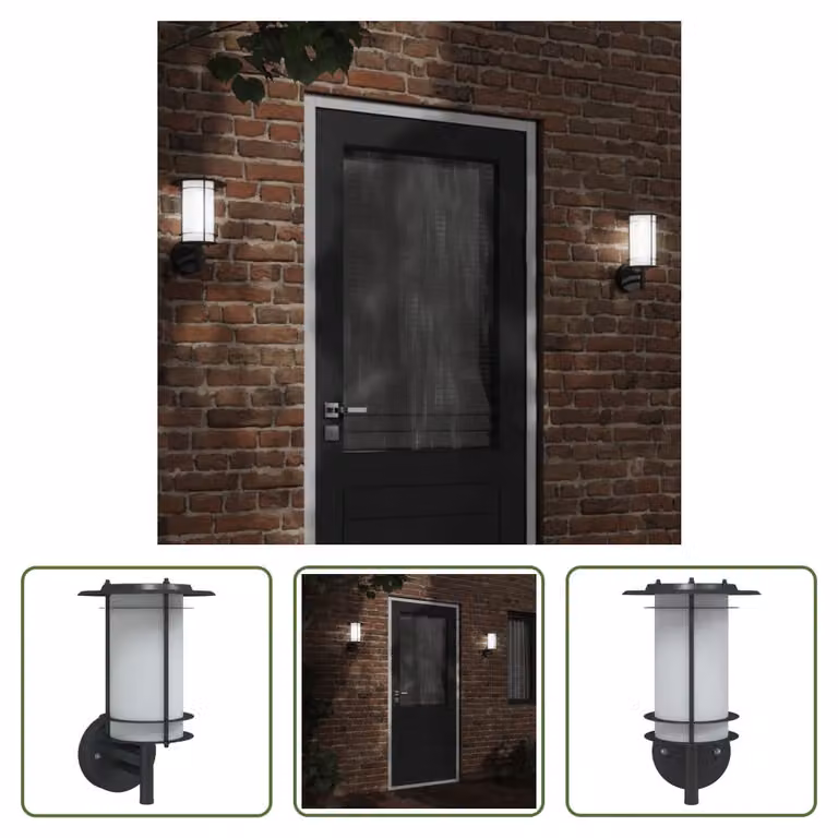 The Living Store Applique da esterno in acciaio inox nero