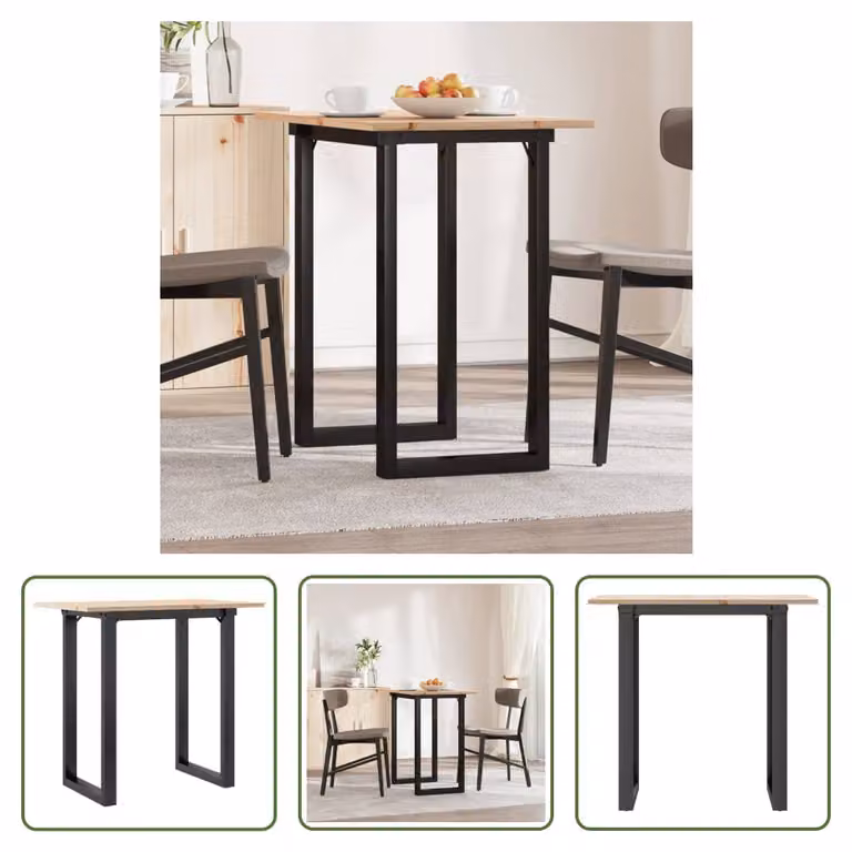 The Living Store Tavolo da pranzo O-frame 80x50x75 cm in pino massiccio e ghisa