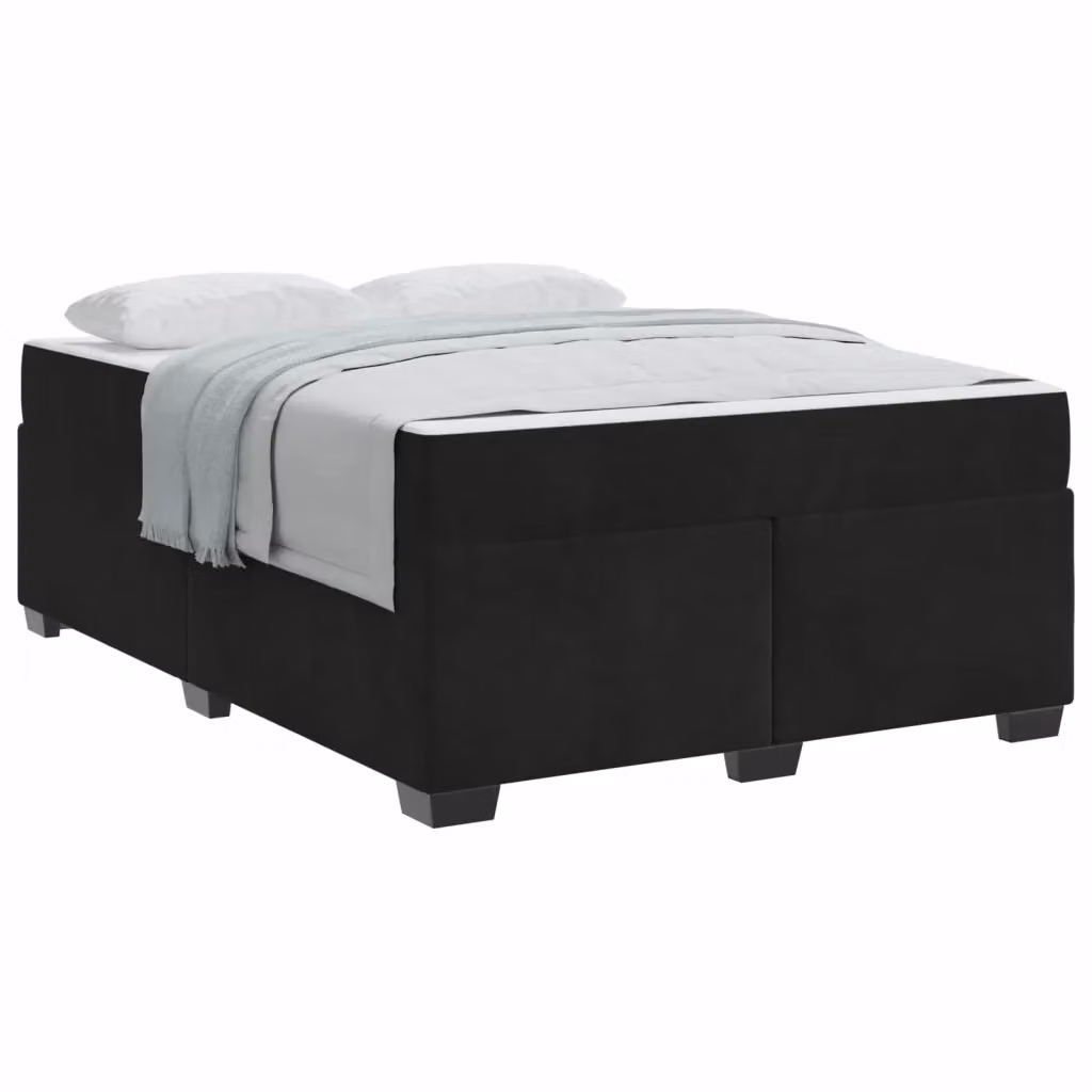 Letto matrimoniale con materasso vidaXL in tessuto nero L 160 x P 200 cm – 2