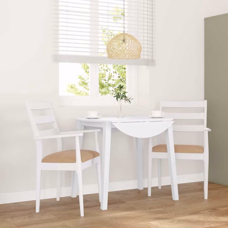 Set di 2 sedie da pranzo vidaXL con cuscini in legno di hevea massello, colore bianco e marrone, stile scandinavo