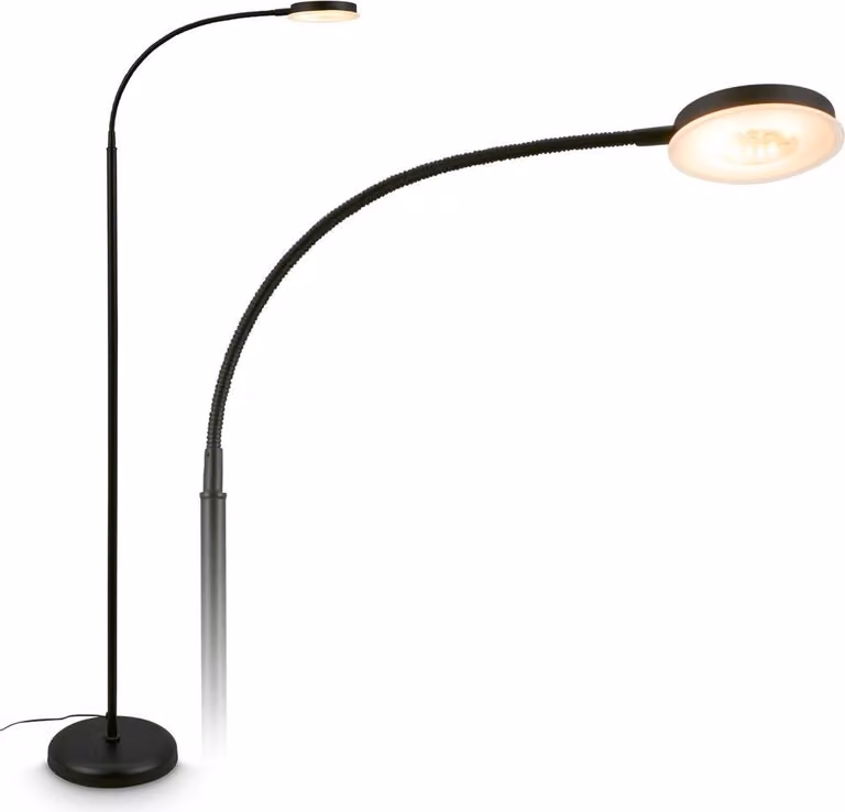 Briloner MEGG Lampada da terra LED, dimmerabile, touch, orientabile, bianco caldo, nero, 125,5 x 21 x 45 cm