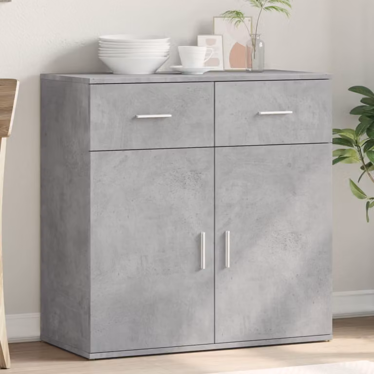 Credenza moderna vidaXL in legno e MDF Grigio opaco L: 79 cm, P: 38 cm, H: 80 cm