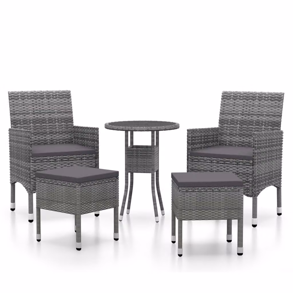 Set Divani da Giardino 5 pz in Polyrattan Grigio