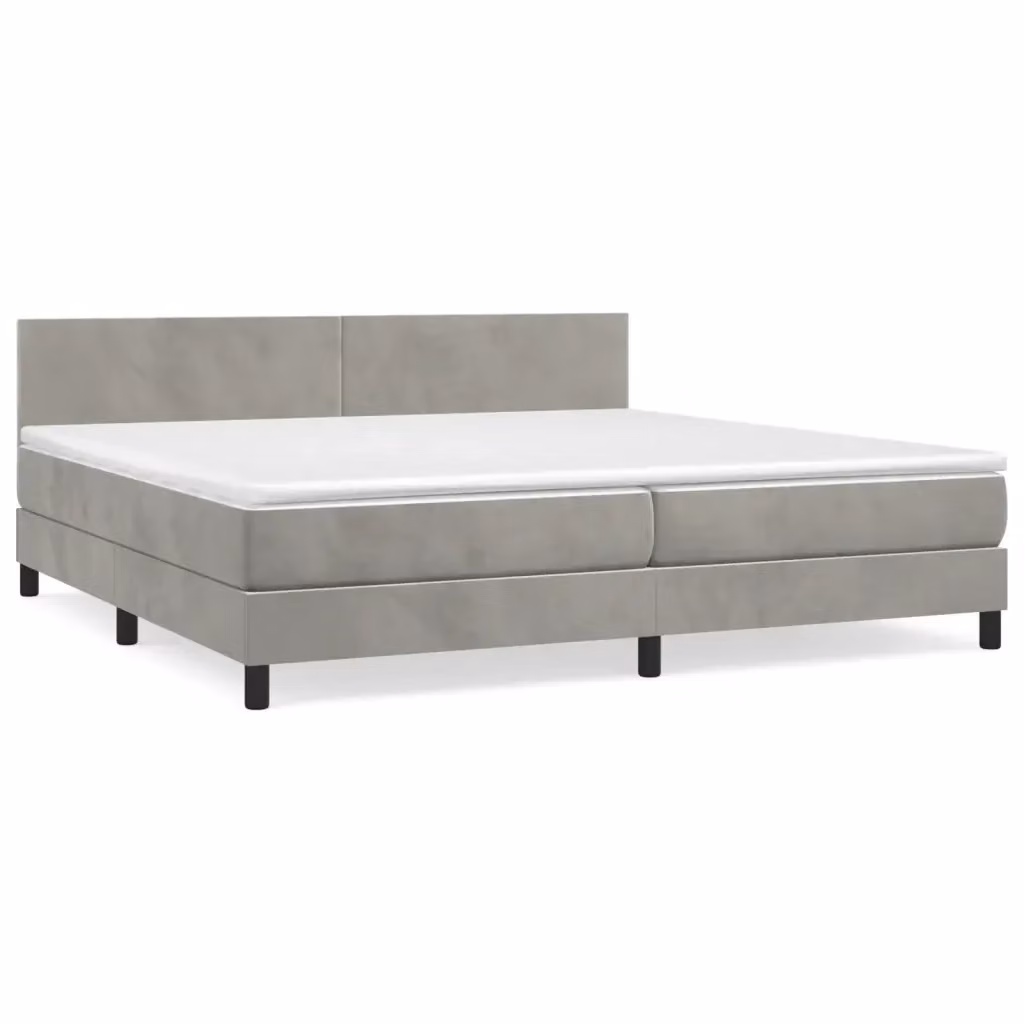 Letto Ibrido con Giroletto a Molle e Materasso vidaXL in Velluto Grigio e Bianco L/P/H: 200 x 200 x 88 cm – 2