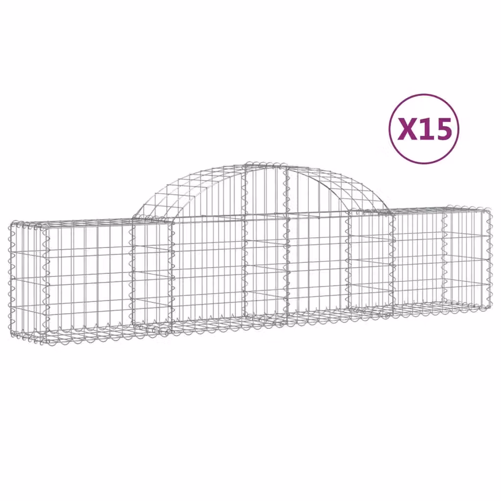 Set di 15 Cesti Gabbioni ad Arco Videx in Acciaio Zincato Colore Argento L: 200 cm, P: 30 cm, H: 40/60 cm – 2
