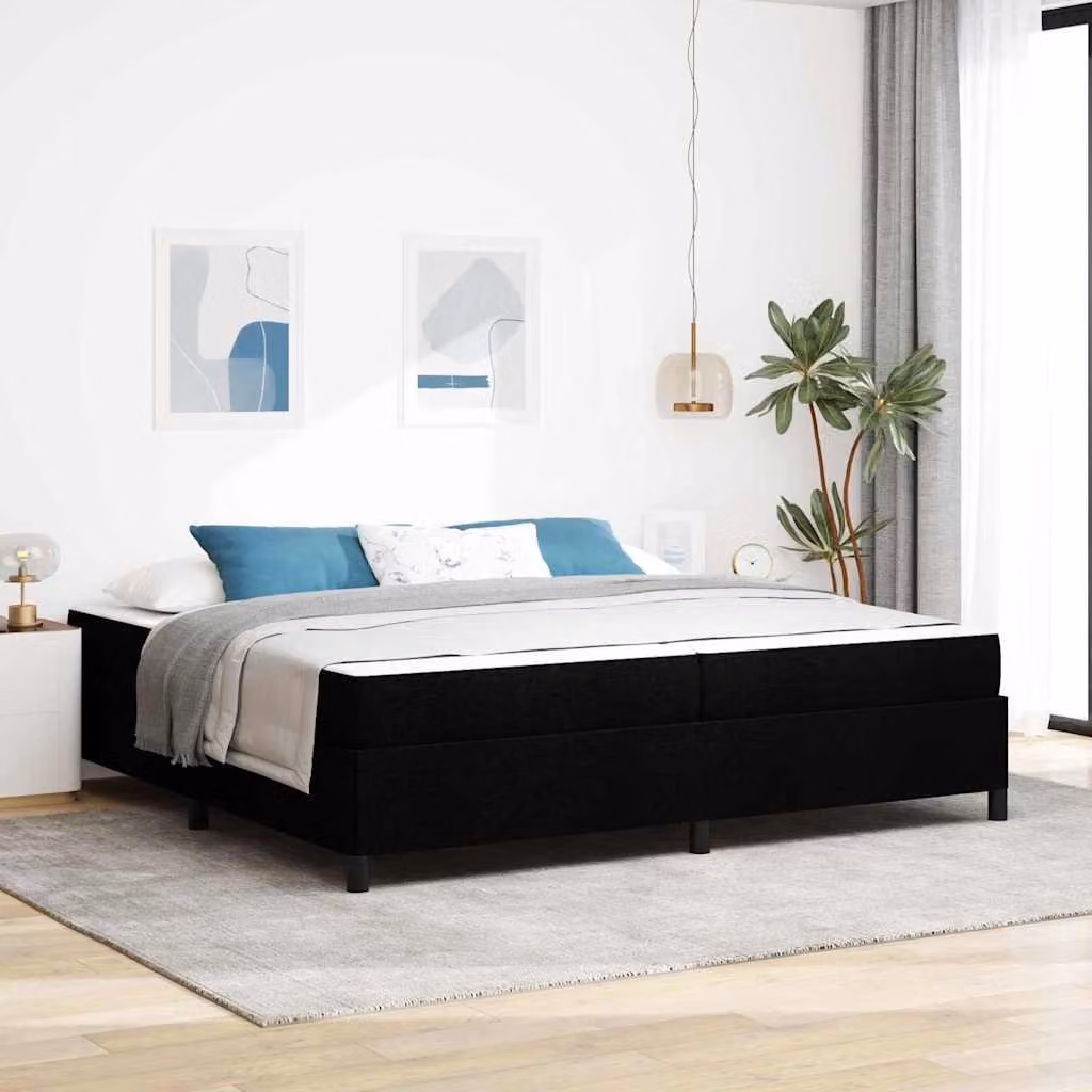 Maison Exclusive - Letto boxspring nero 200 x 200 cm tessuto