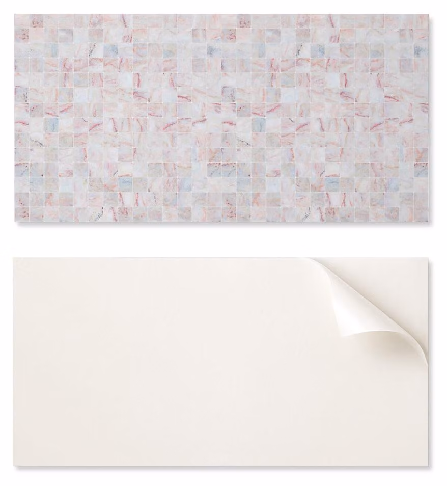 Pannello in vinile autoadesivo con stampa, ideale per bagni, dimensioni 120 x 60 cm, motivo a mosaico composto da quadrati