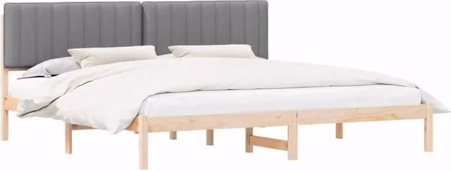 Letto matrimoniale | Letto per adulti | Letto con Testiera Rivestita Grigio chiaro 200 x 200 cm