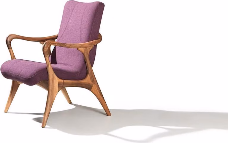 Design Sitzmöbel Lila Sessel Couch Sitz Wohnzimmer Holz Modern Polster Textil