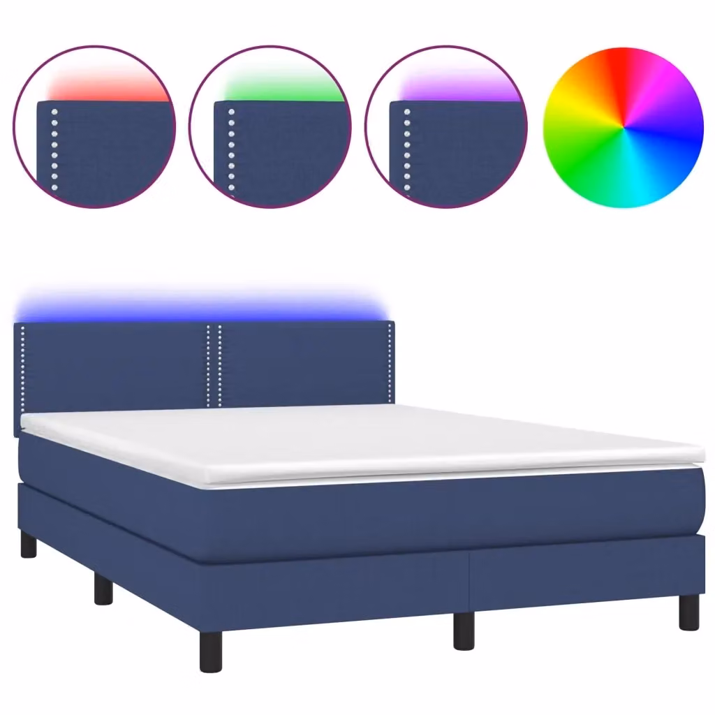 Letto a Molle con Materasso vidaXL in Tessuto con LED Blu e Porte USB L/P/H: 140 x 200 cm – 2