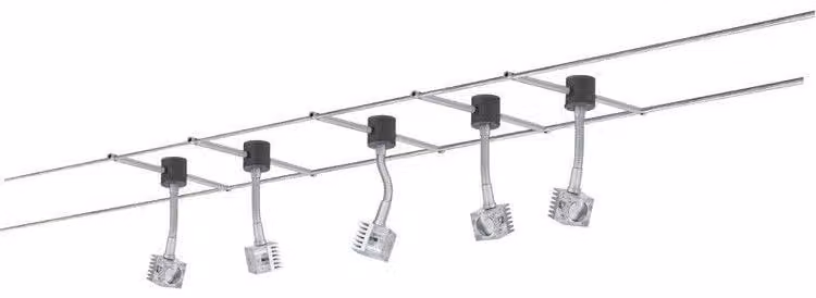 978.64 Paulmann Sistema di fili GEO Q-Flex 5x3W 12m cromo opaco 230/12V 60VA Me