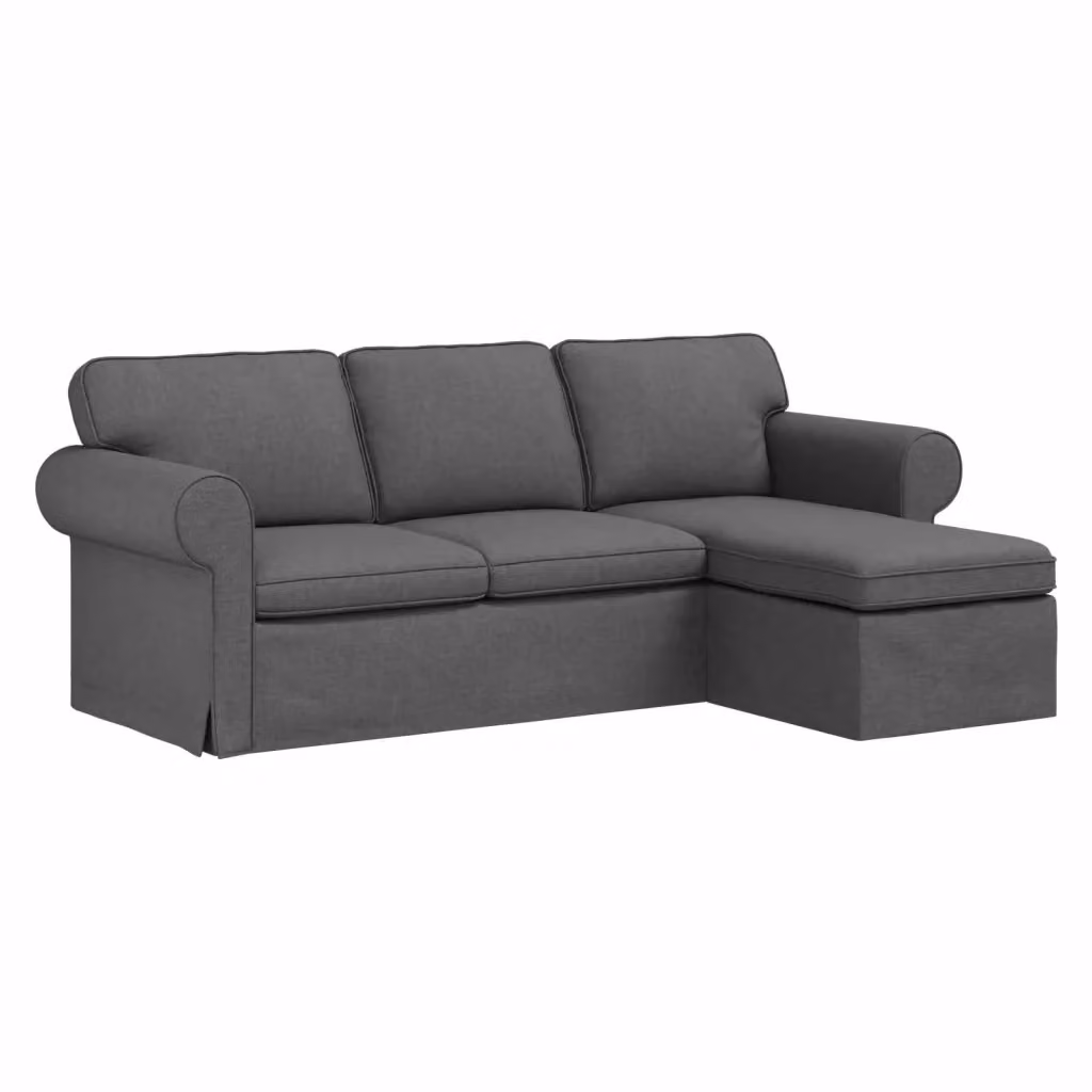 Divano angolare moderno vidaXL in tessuto grigio e nero con struttura in metallo, L/P/H: 215 x 138 x 80 cm – 2