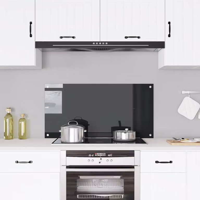 Paraschizzi per cucina vidaXL in vetro temperato nero L: 100 cm, H: 50 cm, P: 50 cm