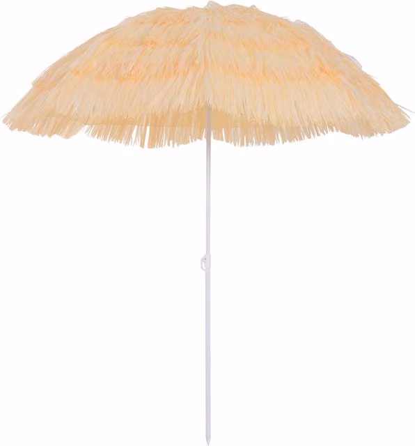 Ombrellone portatile da giardino e spiaggia Outsunny con palo inclinabile e 8 stecche, impermeabile, colore beige, Ø 160 cm