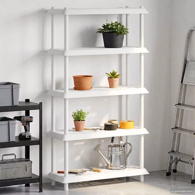 Unità di scaffalatura vidaXL a 5 livelli in plastica bianca, L 100 cm x P 40 cm x H 177 cm