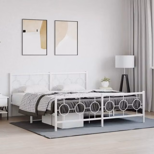 Giroletto con testiera e pediera in metallo bianco vidaXL L/P/H: 180 x 200 x 91 cm – 1