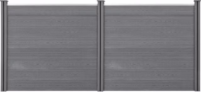 Recinzione per la privacy da giardino in legno composito WPC grigio con 4 pali, L: 314 cm, H: 165 cm – 1