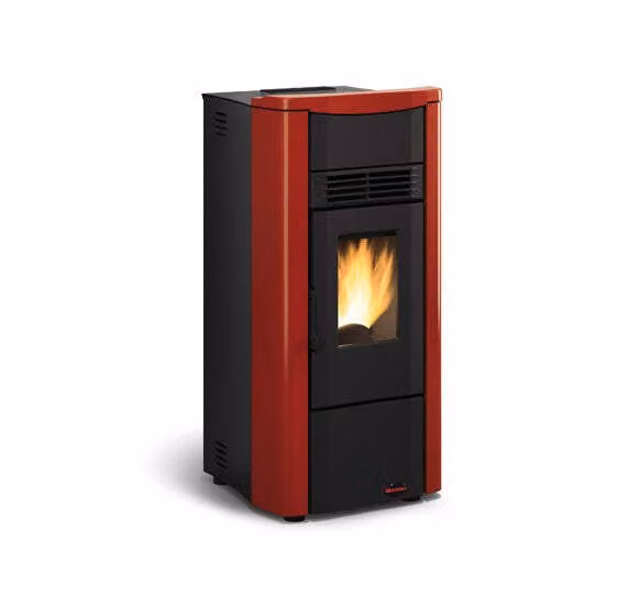 Stufa a pellet modello Extraflame Giusy Plus 2.0, potenza da 3,0 a 7,5 kW, colore Bordeaux