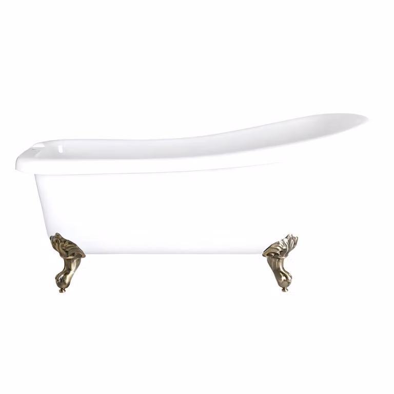 Vasca da Bagno Centro Stanza in Acrilico con Schienale Alto 1690 x 740mm con Piedini in Oro Spazzolato - Legend