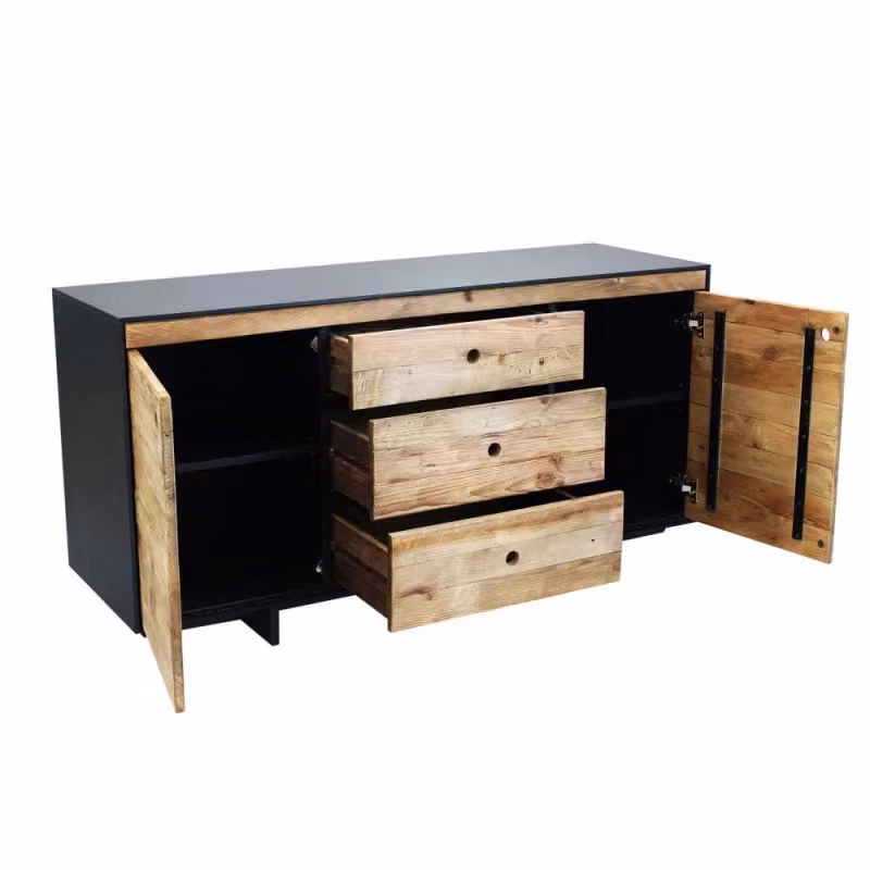 Mobile Madia Devin Cosma in Legno di Pino Bianco e Marrone per Soggiorno e Sala da Pranzo L: 150 cm, H: 76 cm, P: 48 cm – 2