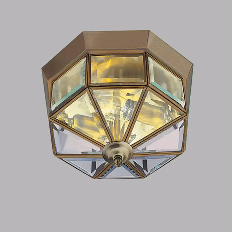 Searchlight Plafoniera soffitto Flush Klassik, dimmerabile, Ottone / Oro, Soggiorno / Sala da pranzo, Metallo, Antico, Plafoniera