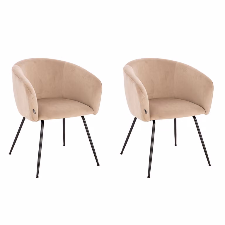 Home Deluxe - Sedia imbottita ARIA - 2 pezzi, colore: beige velluto - imbottitura morbida, carico massimo 120 kg I Sedia da cucina Sedie da pranzo Sedie da sala da pranzo