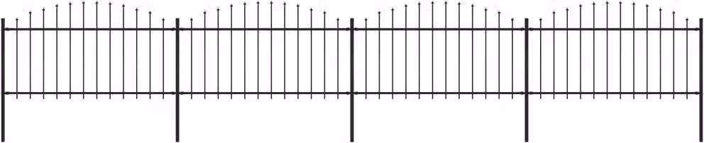 Recinzione da Giardino con Punta a Lancia in Acciaio 714,5x150 cm Nero