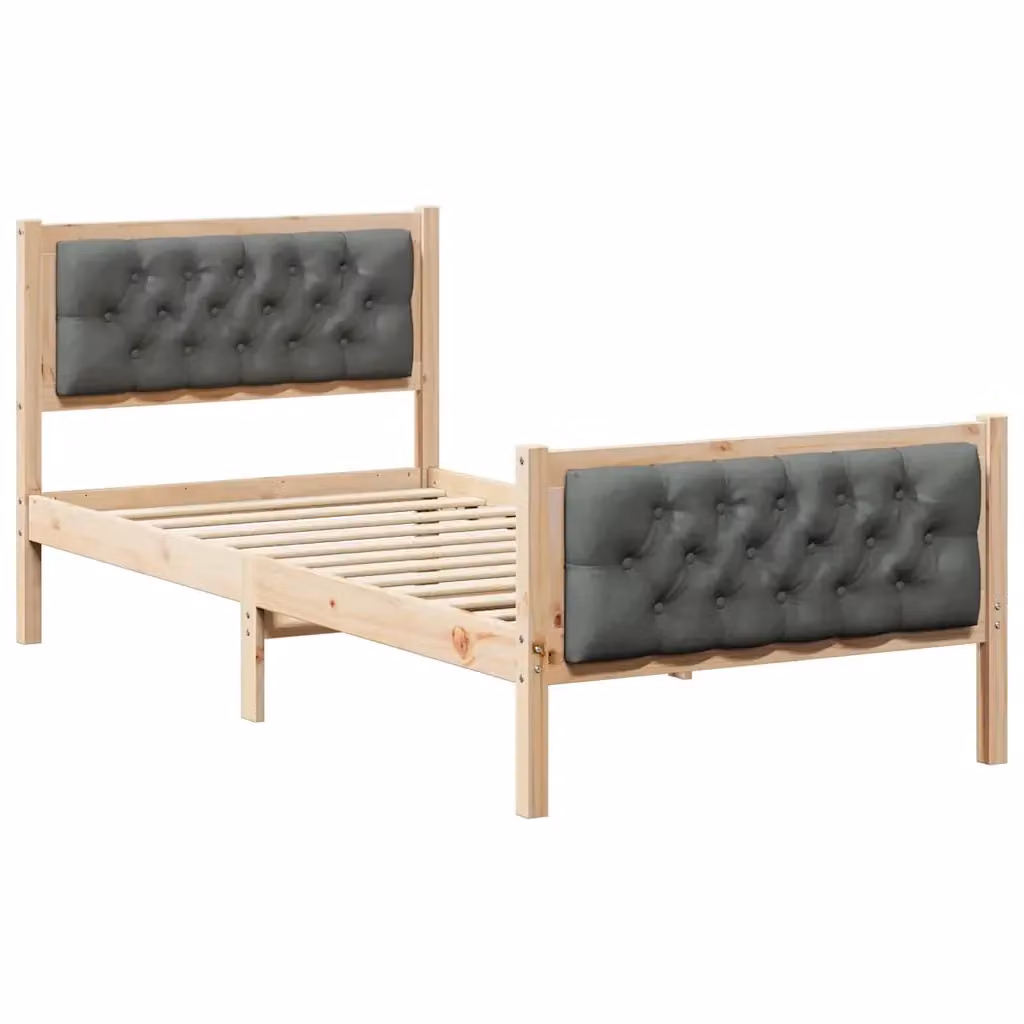Struttura del letto in pino massello vidaXL Grigio, L/P/H: 90 x 200 cm – 2