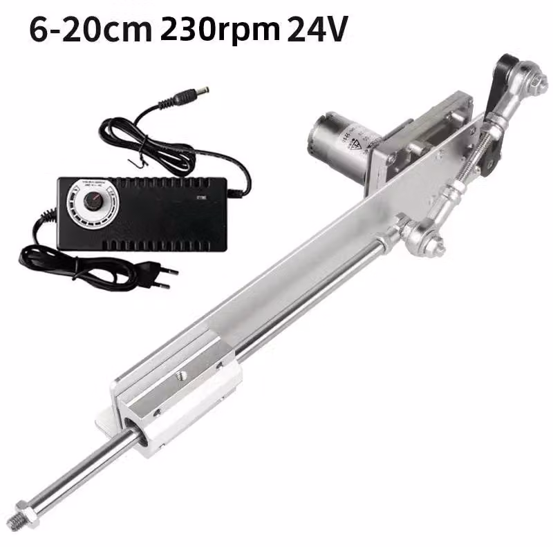Attuatore lineare - Motore hub a 24V DC - Velocità regolabile - Corsa da 6 a 20 cm - Funzionamento silenzioso - Lega di alluminio - Colore A