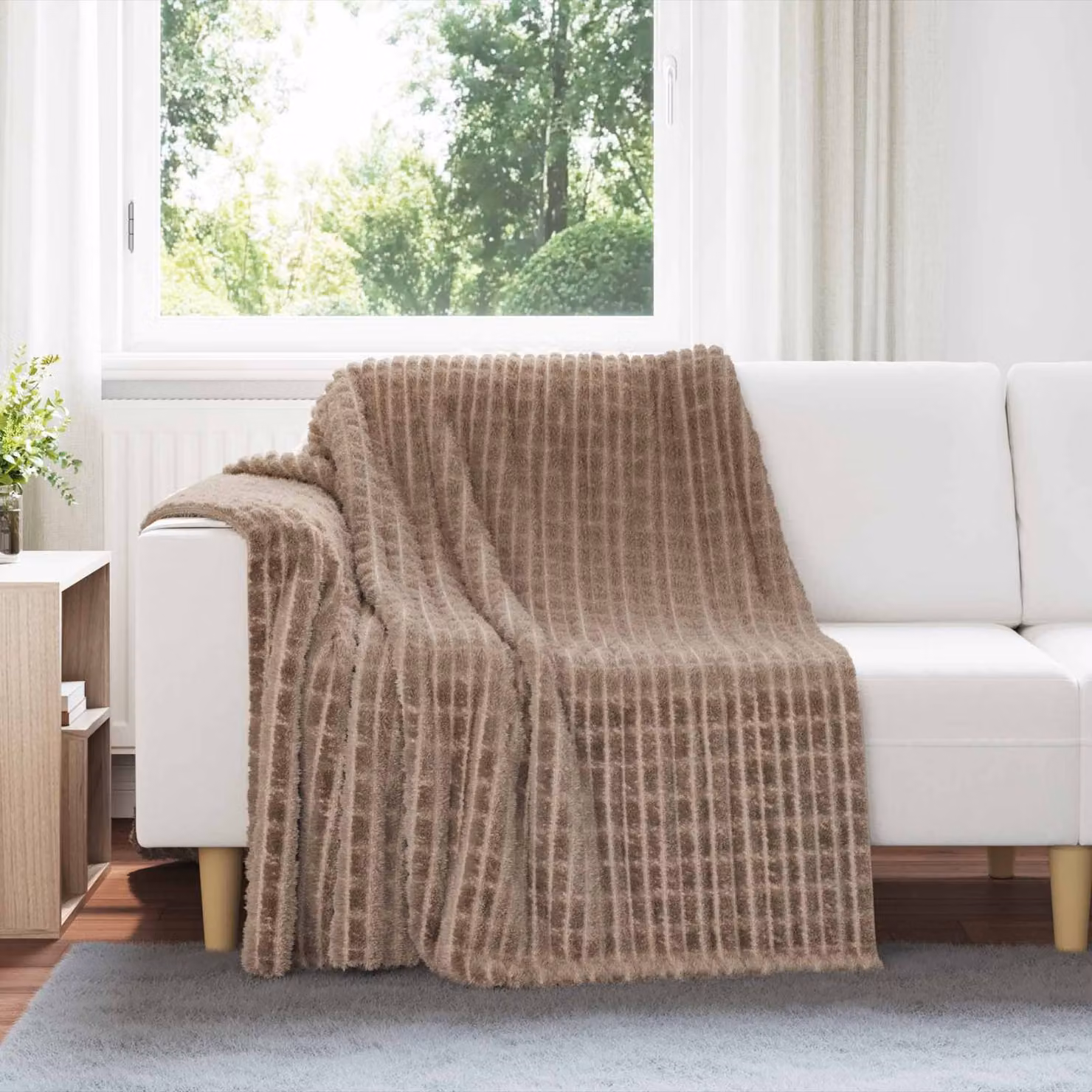 Set di 6 coperte in pile vidaXL color marrone, L 200 cm x P 150 cm