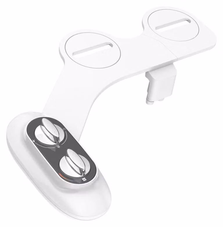 Bidet da appoggio - Bidet da appoggio - Acqua calda e fredda - Doppio ugello - Autopulente - Pressione dell'acqua regolabile - Non elettrico - A 2 fori - Bianco