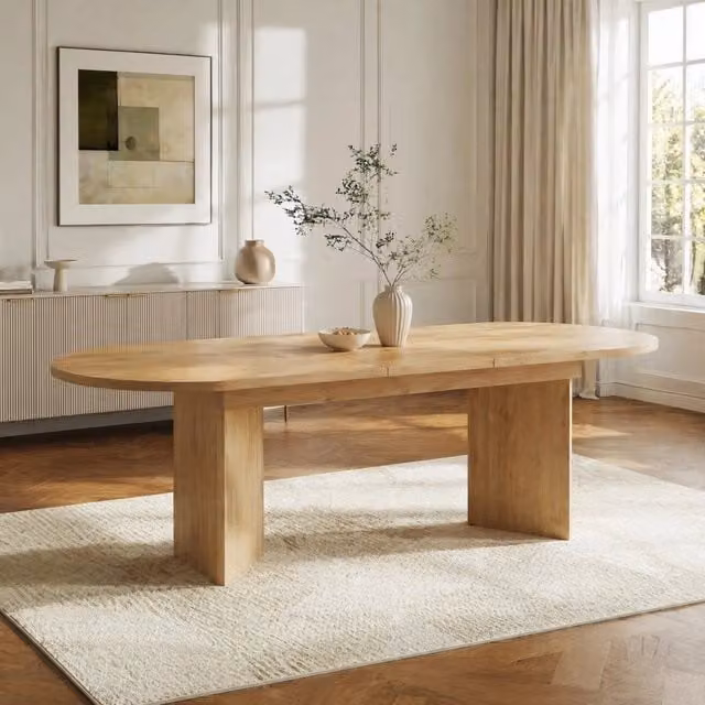 Tavolo da pranzo allungabile REDOM ovale in MDF effetto rovere marrone con piano pieghevole e finitura opaca