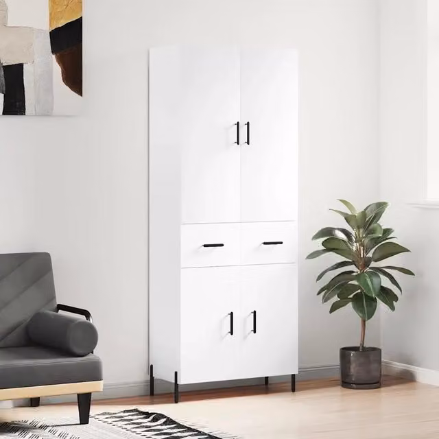 Credenza Bianca 69,5x34x180 cm in Legno Multistrato 3198153
