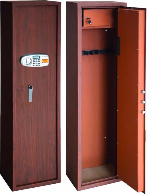 Armadio portafucili elettronico Top Security Utilia con effetto legno marrone, 8 posti, L: 40 cm, H: 148 cm, P: 28 cm