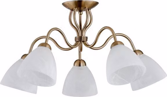 Lampada da soffitto ADEL PATIN oro anticato 5xE27x15W in metallo, dimensioni: 31x64x64 cm, IP20, Alfa
