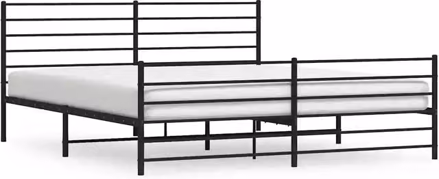 Letto matrimoniale | Letto per adulti | Giroletto con Testiera e Pediera Metallo Nero 183x213 cm