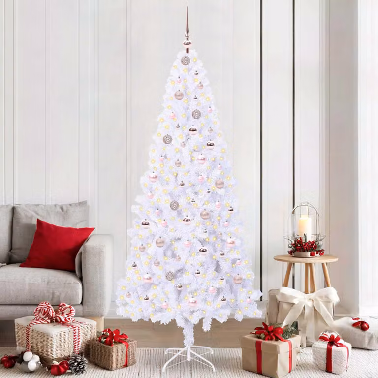 Maison Exclusive - Albero di Natale artificiale, bianco, 210 cm, in PVC e acciaio