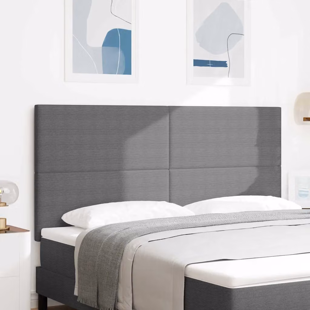 Testiera per letto con illuminazione LED vidaXL in tessuto corda grigio chiaro, larghezza 180 cm