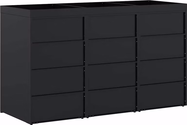 Contenitore per Rifiuti per 3 Bidoni Nero 204 x 77,5 x 121,5 cm