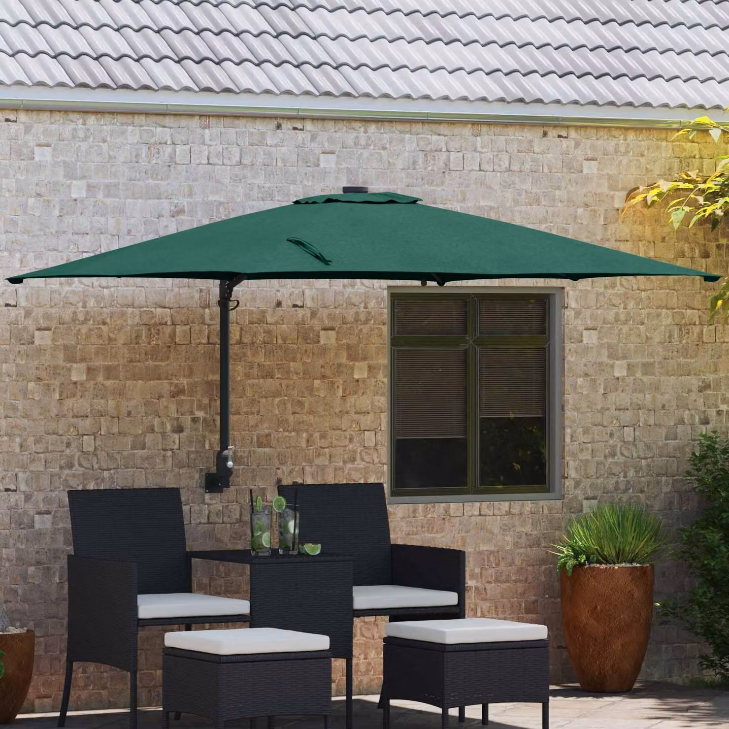 Maison Exclusive - Ombrellone da giardino, colore verde, dimensioni 248,5 x 247,5 x 160 cm