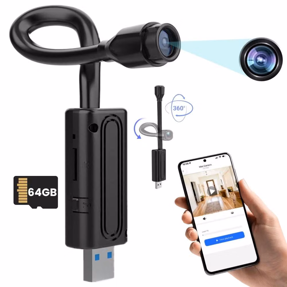Mini Telecamera iUni W720, Wi-Fi, 64GB, Visualizzazione HD, Sensore di movimento