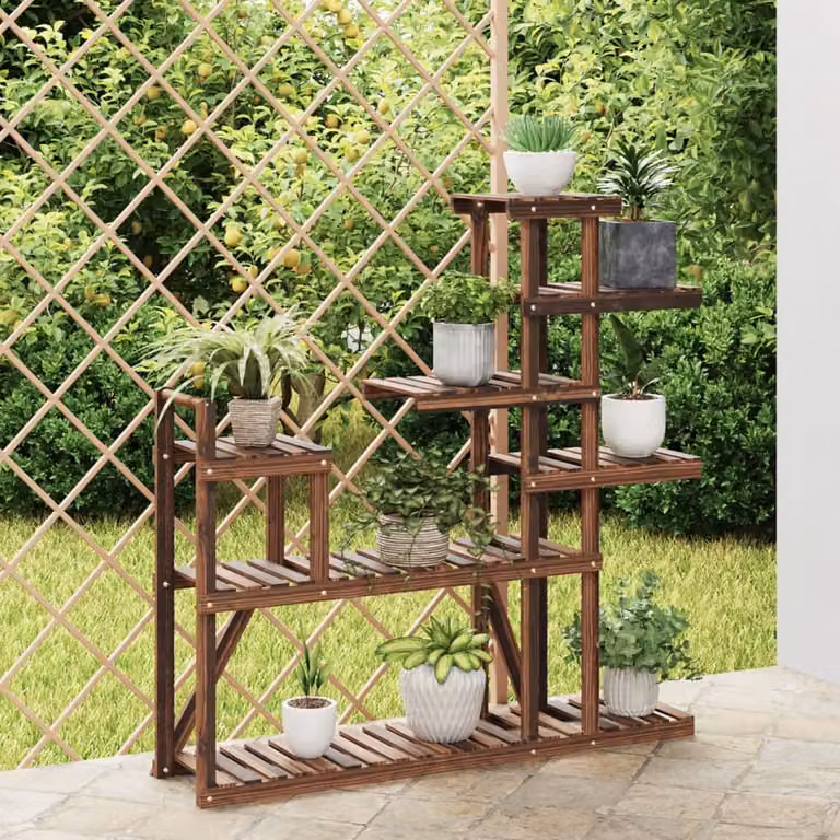 vidaXL Portafiori in Legno di Abete Massello Marrone L/P/H: 110 x 25 x 111 cm