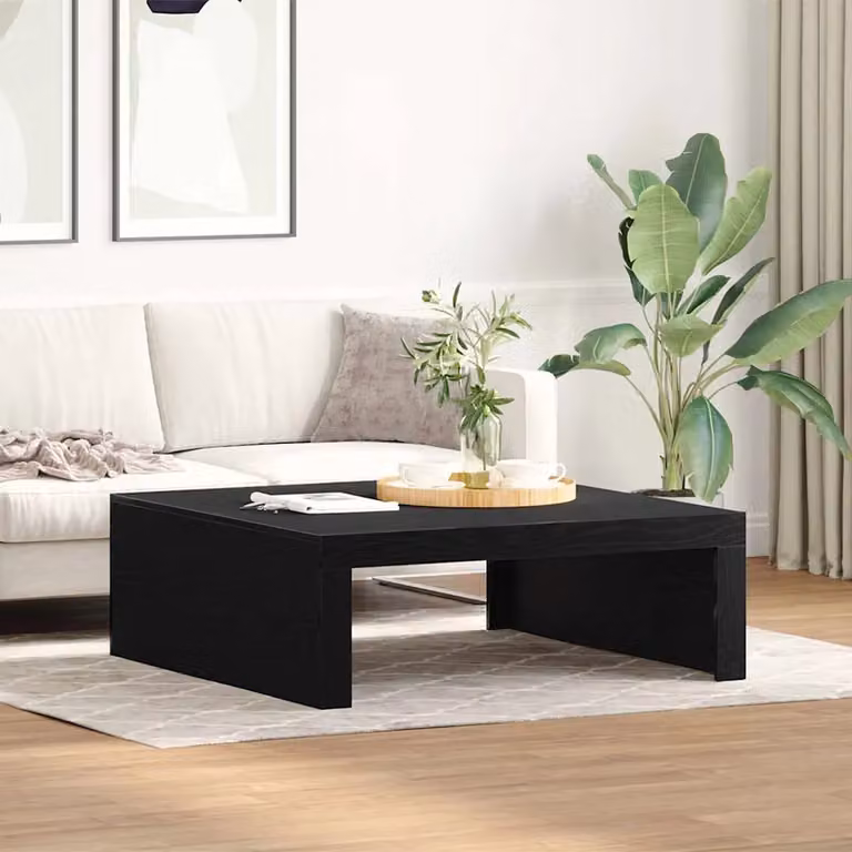 vidaXL Tavolino da salotto moderno in legno e MDF, colore Rovere Nero, L/P/H: 100 x 100 x 35 cm