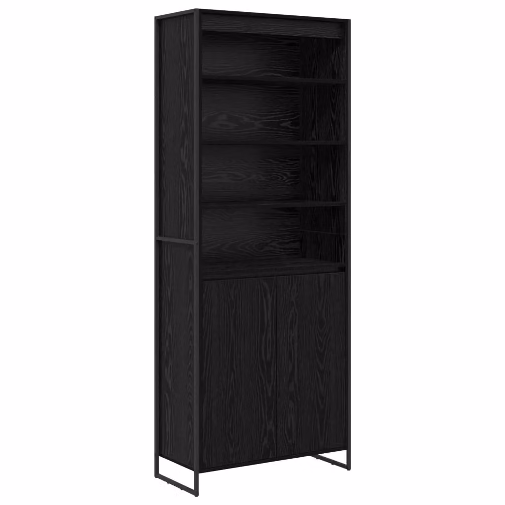 Armadio alto vidaXL in stile industriale in rovere e nero con ante a battente, L: 79 cm, P: 36 cm, H: 200 cm – 2