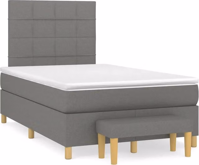 Letto Ibrido con Giroletto a Molle e Materasso vidaXL in Legno di Pino e Tessuto, Grigio e Bianco, L/P/H: 120 x 200 cm