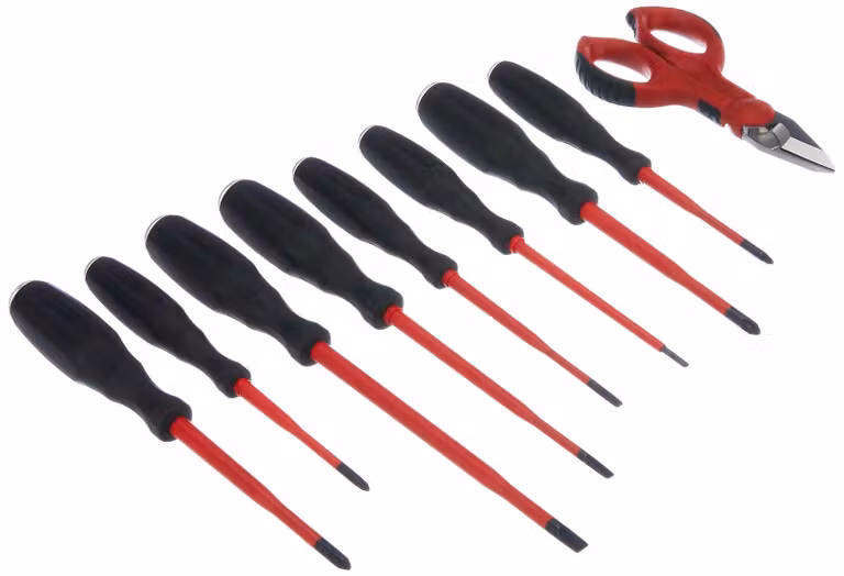 Intercable AO1714, set di 8 cacciaviti con forbici F1, colore rosso
