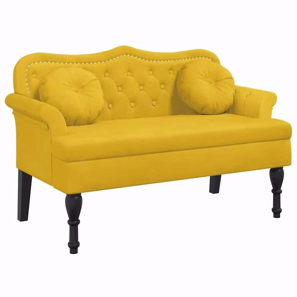 Panca in velluto giallo vidaXL con cuscini L: 120,5 cm, P: 65 cm, H: 75 cm – 2