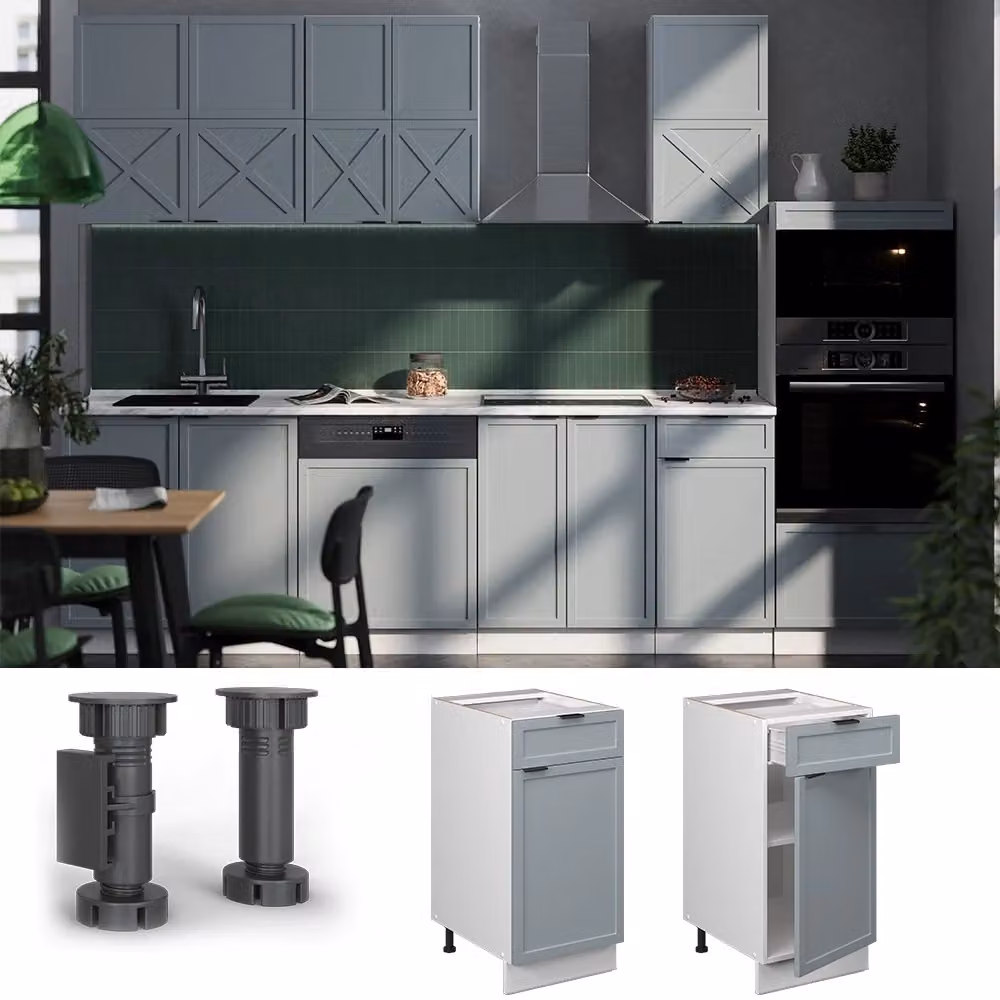 Mobiletto base per cucina Fame-Line Vicco Blu-grigio chiaro/Bianco L: 40 cm – 2